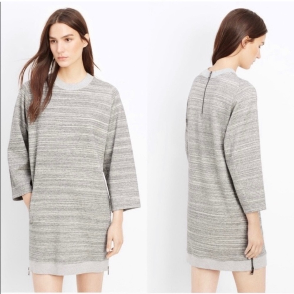 Vince Melange Rib Trim Dress Tunic Sweatshirt